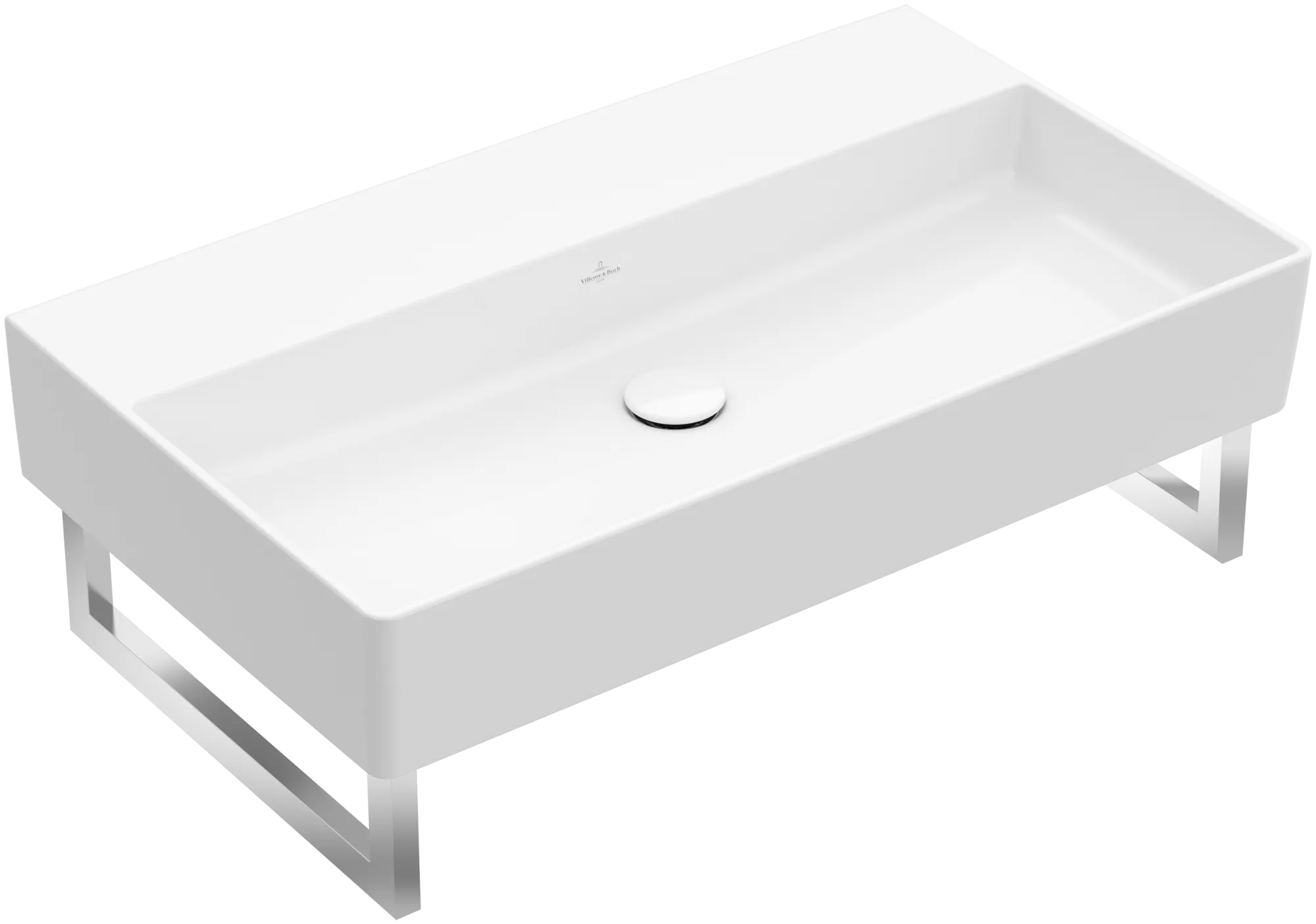 Villeroy & Boch Wandwaschtisch aus TitanCeram „Memento 2.0“ 800 × 470 × 140 mm, ohne Hahnlochbohrung in Weiß Alpin