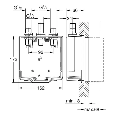 Unterputz-Einbaukasten Eurosmart CT 36322_1, mit Mischung, passend zu Selbstschluss-Fertigmontagesets, mit Dichtmanschette, für normgerechte Wanddurchführung bei Wassereinwirkung nach DIN 18534:2017 Unterputz-Einbaukasten Eurosmart CT 36322_1, mit Mischung, passend zu Selbstschluss-Fertigmontagesets, mit Dichtmanschette, für normgerechte Wanddurchführung bei Wassereinwirkung nach DIN 18534:2017