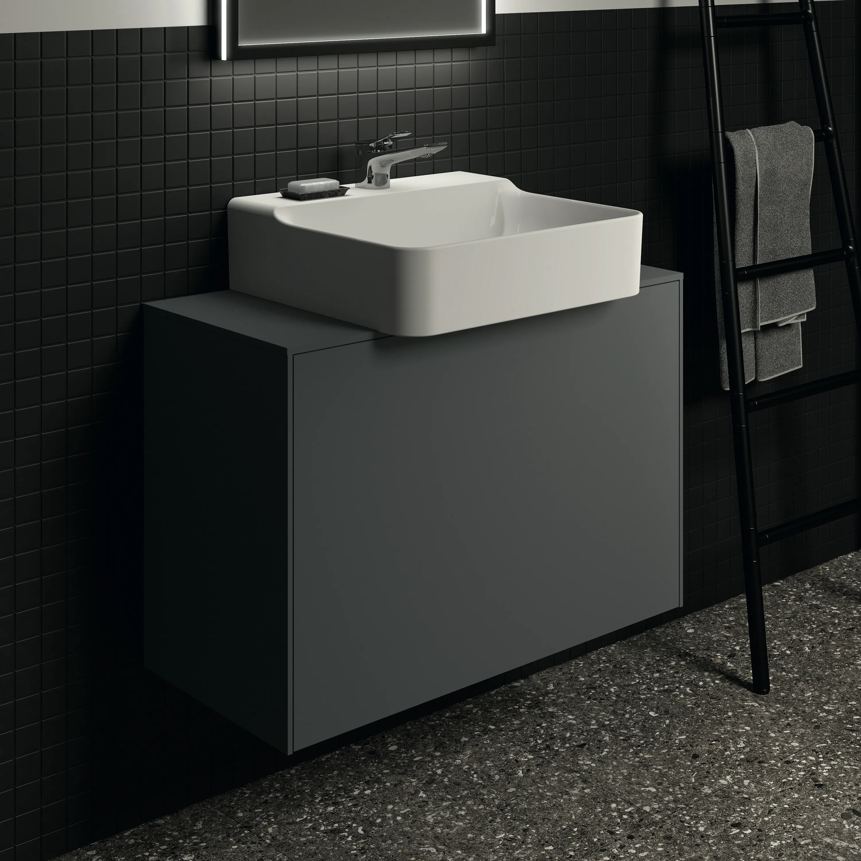 Ideal Standard Waschtischunterschrank „Conca“ 80,2 × 55 × 37,3 cm Anthrazit matt lackiert Ideal Standard Waschtischunterschrank „Conca“ 80,2 × 55 × 37,3 cm Anthrazit matt lackiert