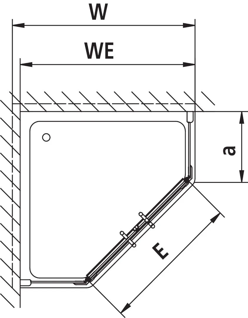 Kermi Duschdesign Fünfeck-Duschkabine mit Pendeltüren mit Festfeldern für gleichschenklige Wannen „PASA XP“ Glas Klar, Profile Silber Mattglanz, BV: 870 - 900 mm GAK: 855 - 885 mm WE: 880 - 910 mm H: 1850 mm