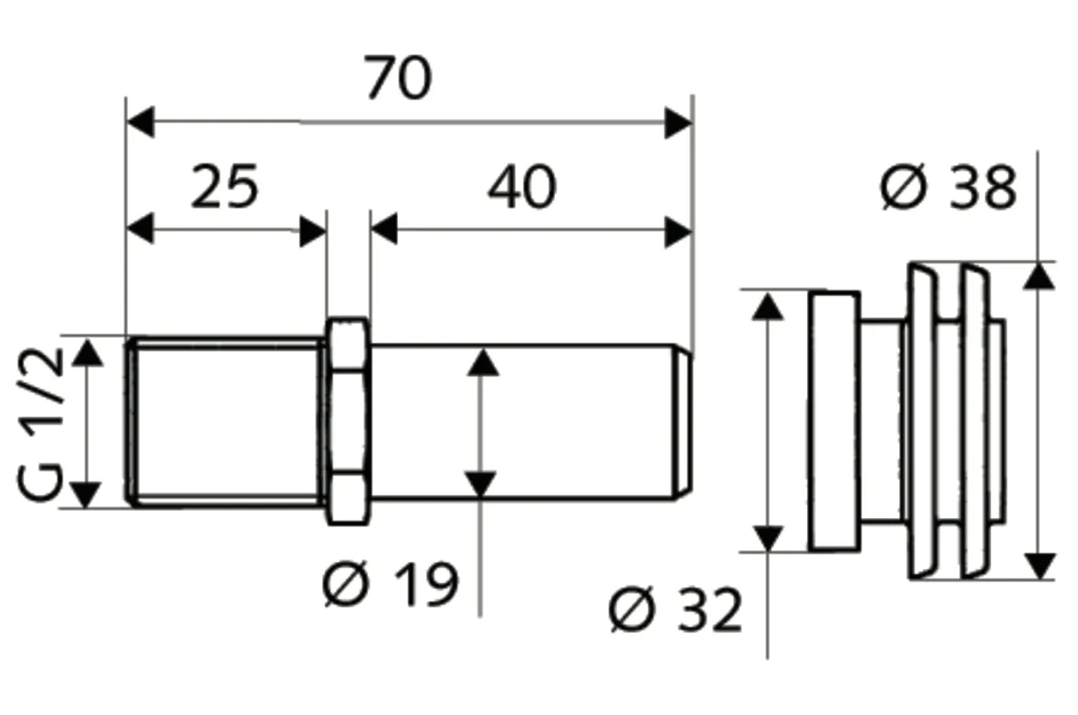 Urinal-Zulaufgarnitur DN 15, DN 15 G 1/2 AG Urinal-Zulaufgarnitur DN 15, DN 15 G 1/2 AG