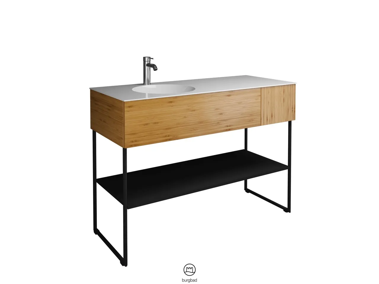 burgbad Coco HGL Waschtischset SFHQ120, Mineralguss, 505x1206x870