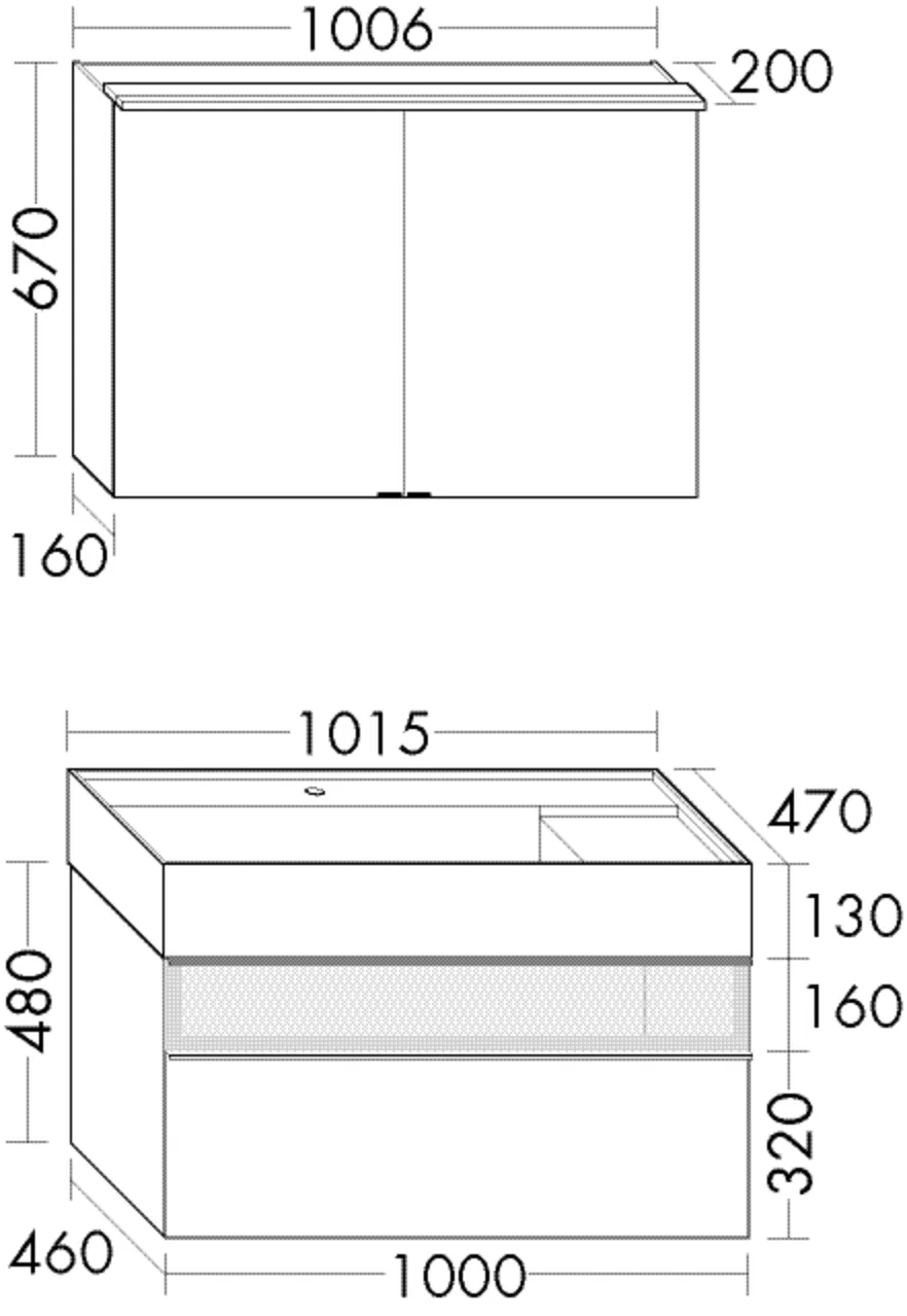 burgbad Yumo SFLA102 Badmöbelset Spiegelschrank mit Mineralguss-Waschtisch burgbad Yumo SFLA102 Badmöbelset Spiegelschrank mit Mineralguss-Waschtisch