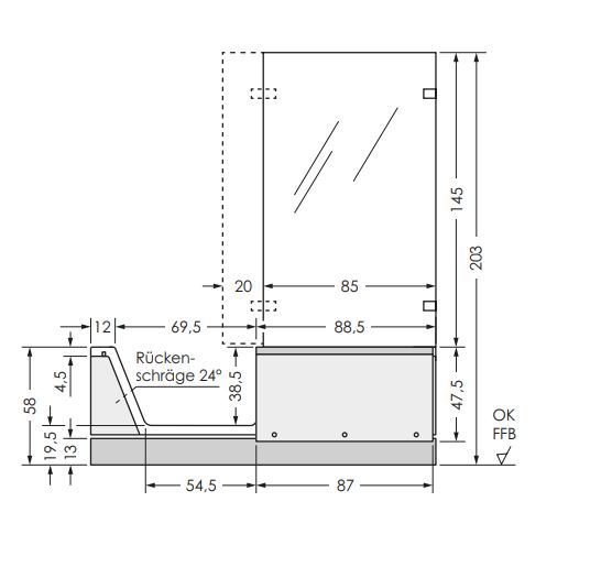 repaBAD Duschbadewanne links, Ecke „Easy-In“ 170 × 75 cm