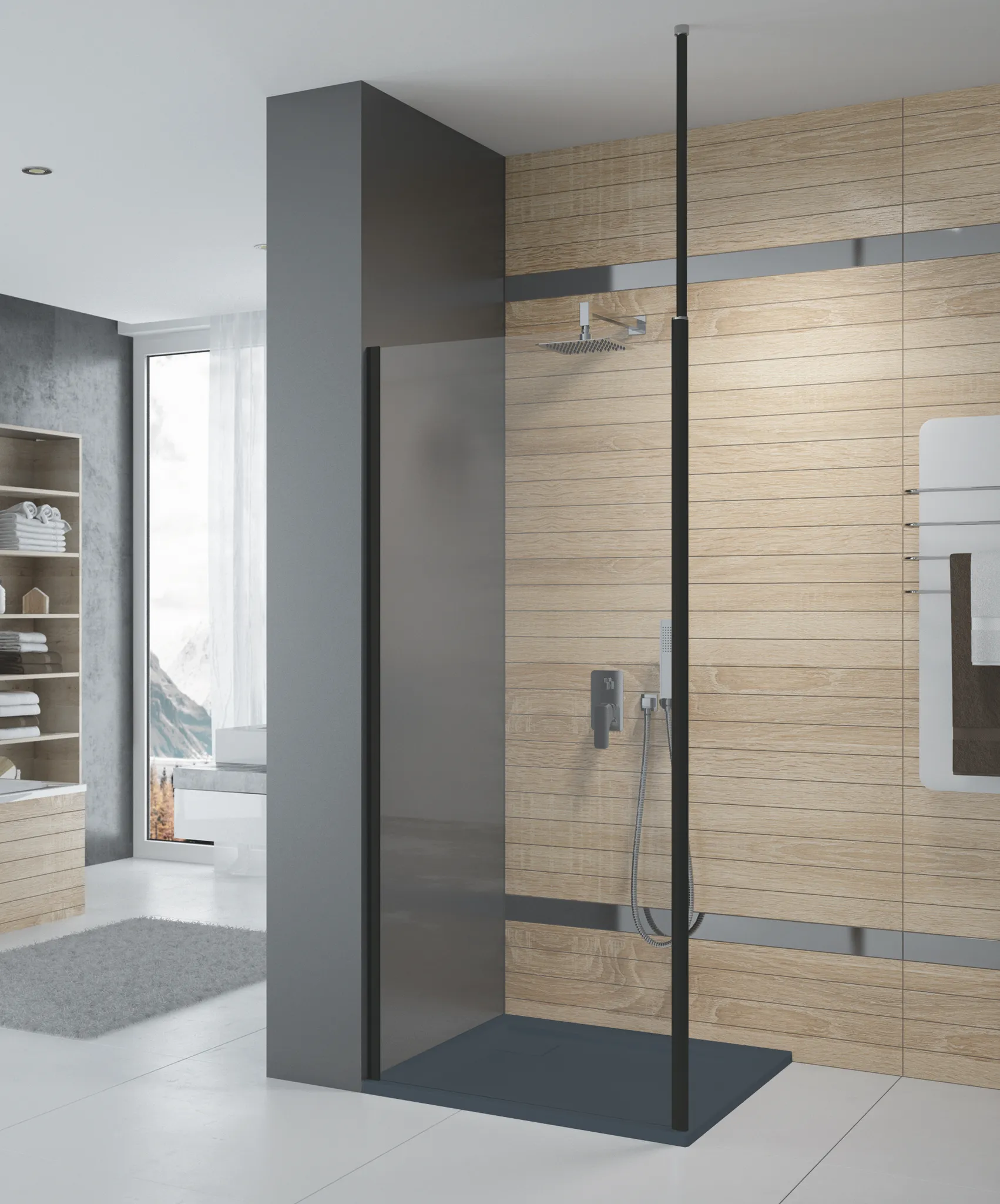 Hoesch Liberty Duschkabine 1000 links, Seiteneinstieg Haltestange Schwarz Hoesch Liberty Duschkabine 1000 links, Seiteneinstieg Haltestange Schwarz