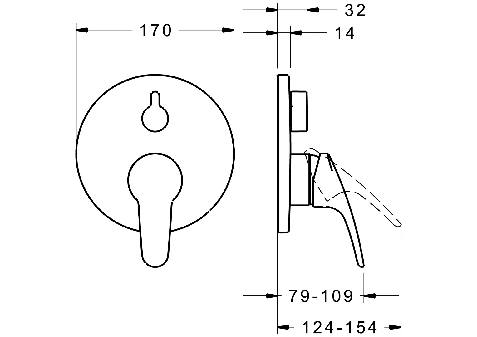 HansaMIX Wannen- und Brausearmatur Hansamix neu Einhebelmischer Fertigmontageset für Wanne/Brause 8184 Rosette rund mit Sicherungseinrichtung Chrom