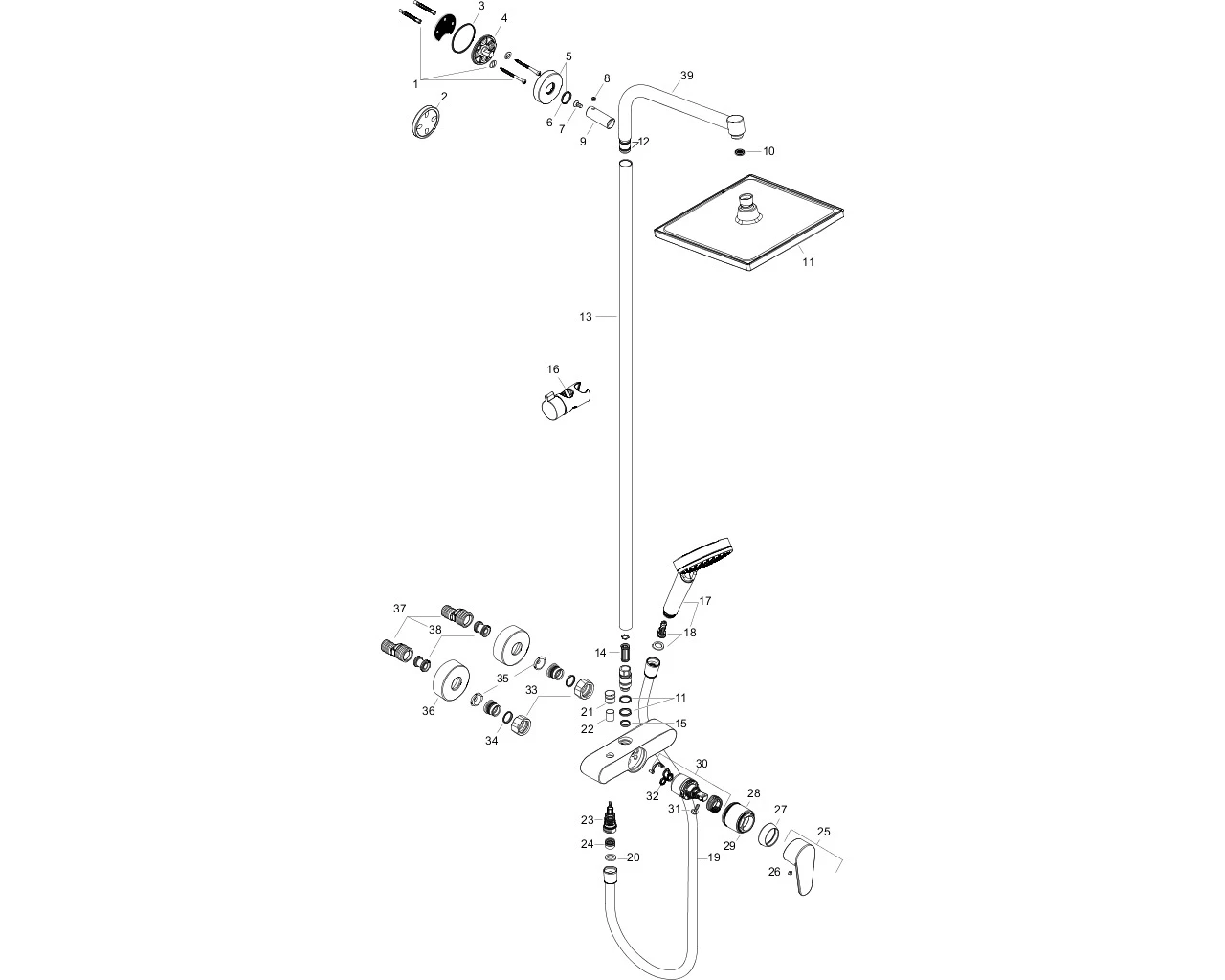 Showerpipe Crometta E 240 Einhebelmischer chrom