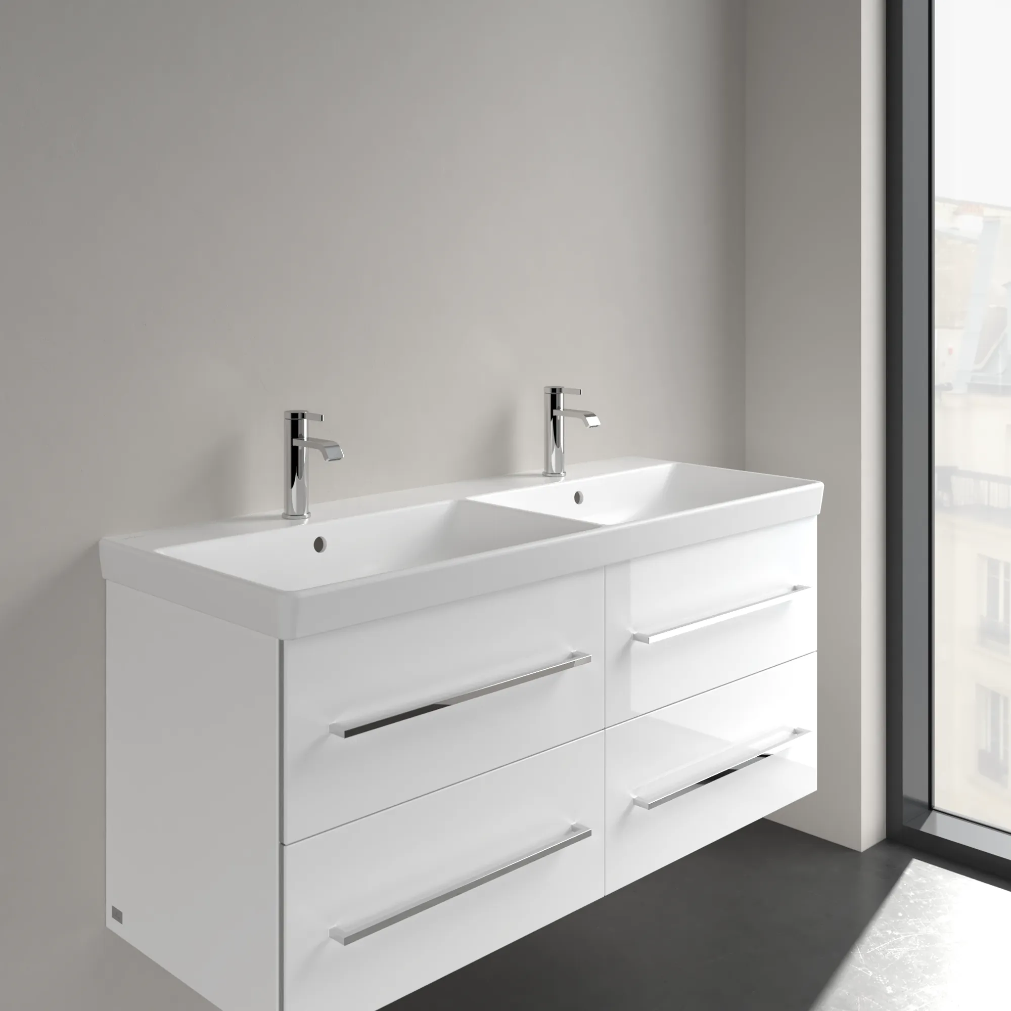 Villeroy & Boch Schrank-Doppelwaschtisch Avento 4A23CK, Stone White CeramicPlus, 1200x470x160 mm, mit Überlauf, für zwei 3-Loch-Armaturen Villeroy & Boch Schrank-Doppelwaschtisch Avento 4A23CK, Stone White CeramicPlus, 1200x470x160 mm, mit Überlauf, für zwei 3-Loch-Armaturen