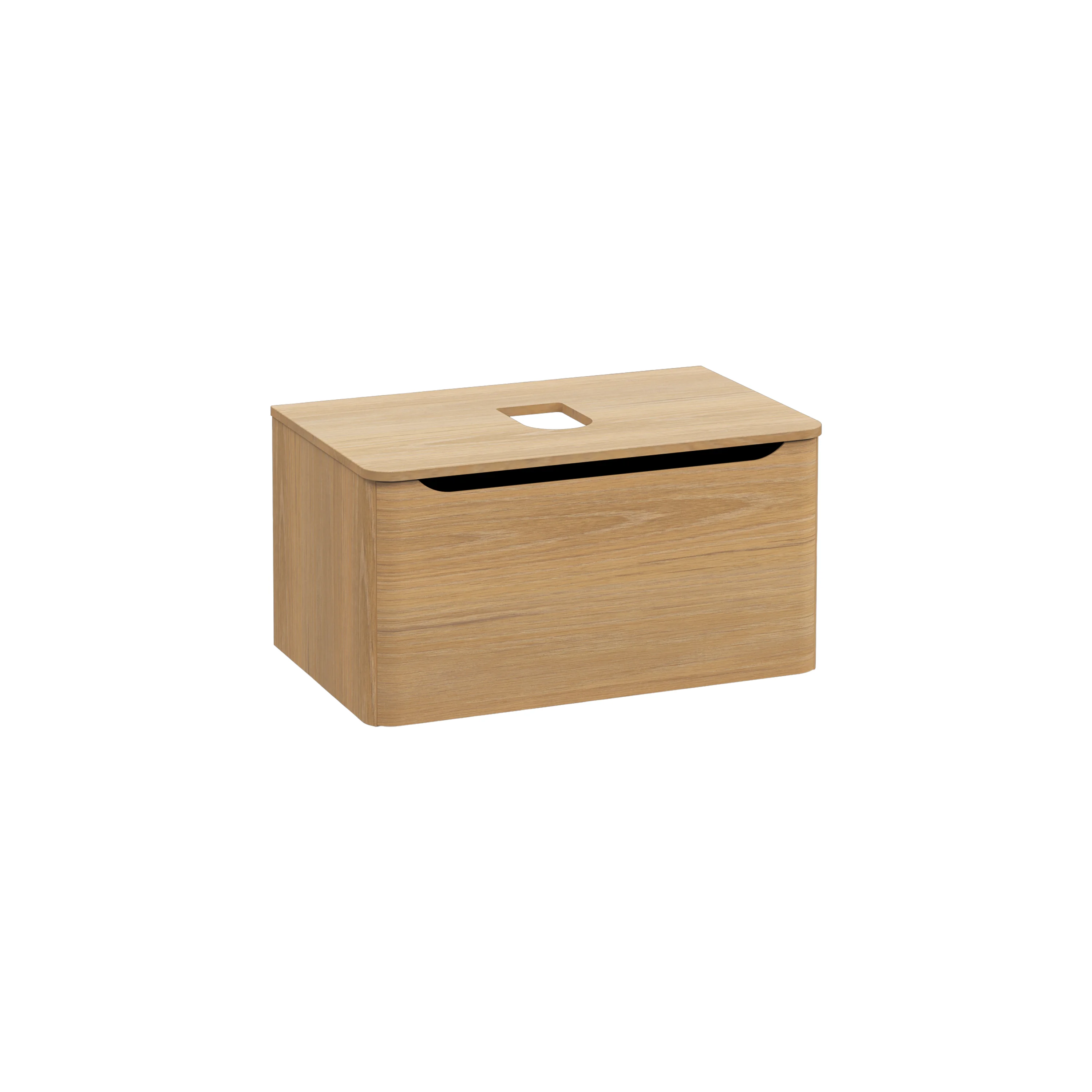 New Integra Round Waschtischunterschrank für Aufsatzwaschtisch mit 1 Vollauszug 80 x 52 x 42 cm (BxTxH) Eiche Gold