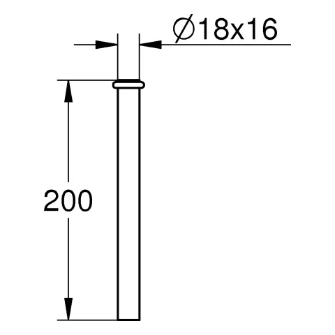 Urinalspülrohr 37035, ⌀ 18 mm, 200 mm, gerade, chrom Urinalspülrohr 37035, ⌀ 18 mm, 200 mm, gerade, chrom