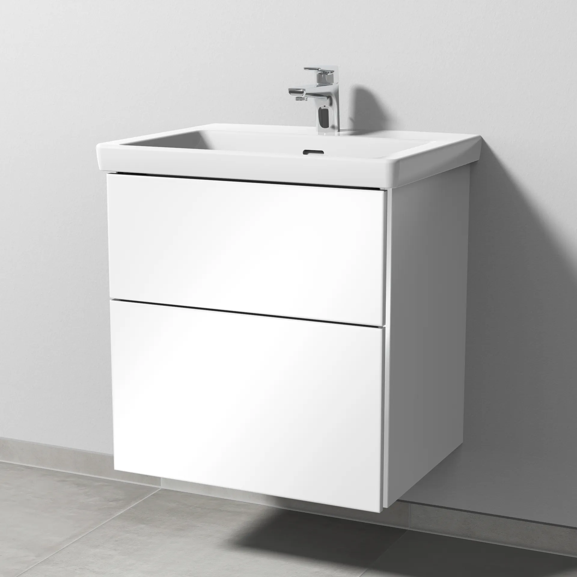 Sanipa Waschtischunterschrank „3way“ 555 × 588 × 462 mm in Weiß (glanz), Becken mittig
