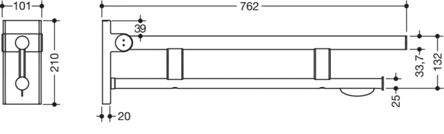 mob. SK-Griff Duo (A), PRH, L:750, pulverbeschichtet weiß tiefmatt mob. SK-Griff Duo (A), PRH, L:750, pulverbeschichtet weiß tiefmatt