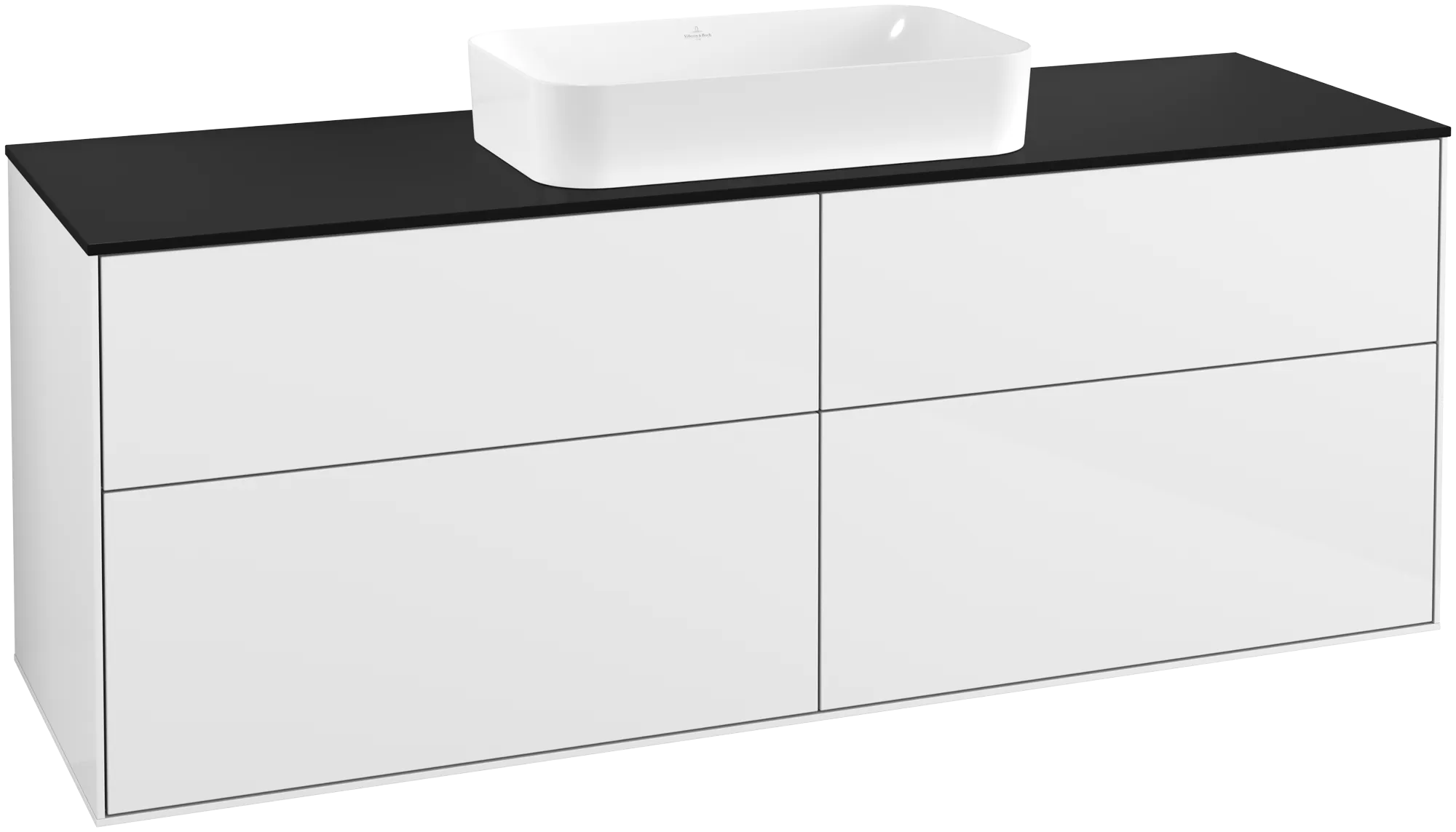 Villeroy & Boch Finion Waschbeckenunterschrank G32 1600x603x501mm Glossy White Lacquer / Glass Black Matt