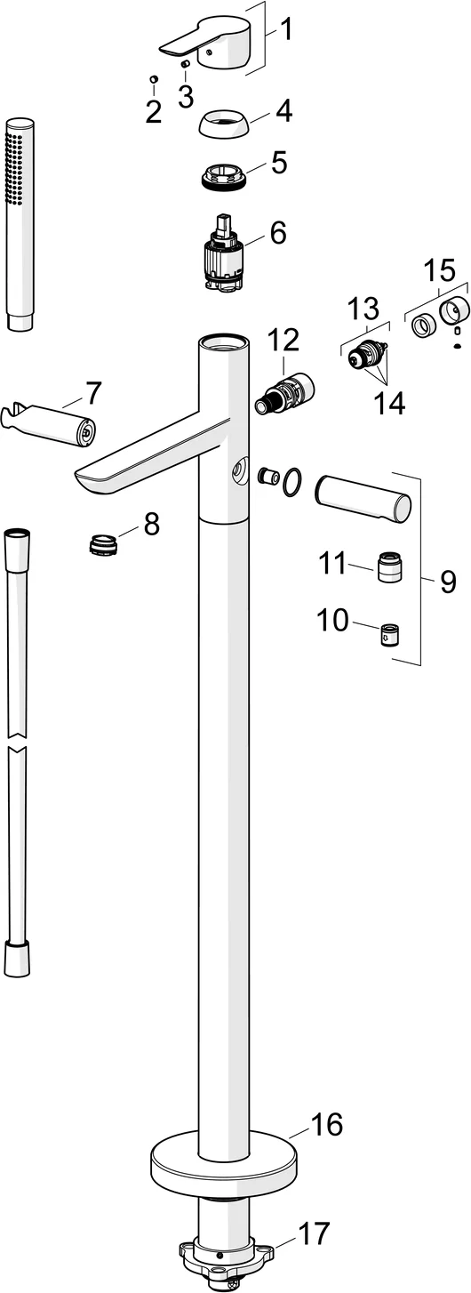 HansaLIGNA Einhebelmischer Badebatterie mit Standrohr 200 mm DN15 Chrom