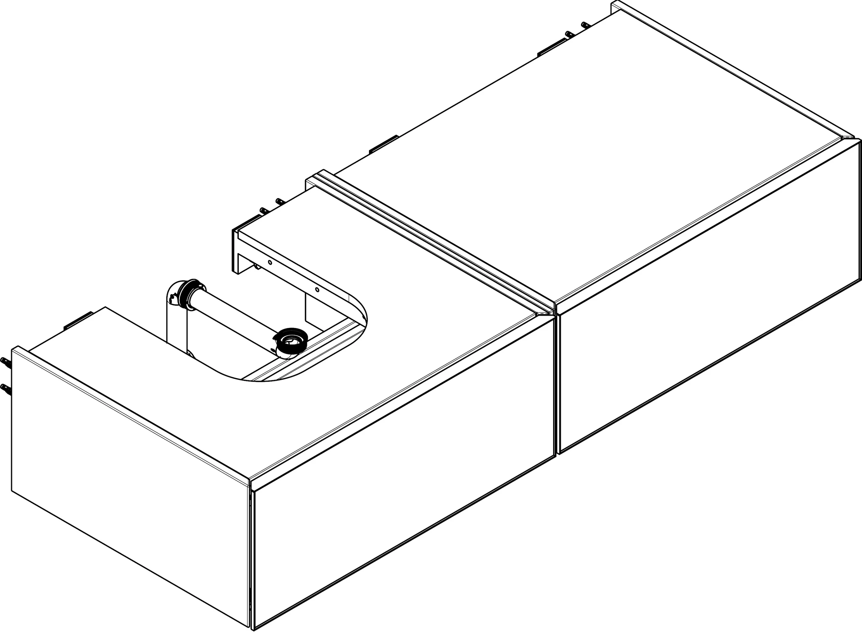 Hansgrohe Xevolos E Waschtischunterschrank Sandbeige Matt, 1370x550 mm, 2 Schubkästen, grifflos mit PushOpen und SoftClose, inkl. Basis Boxen Set und Raumsparsiphon
