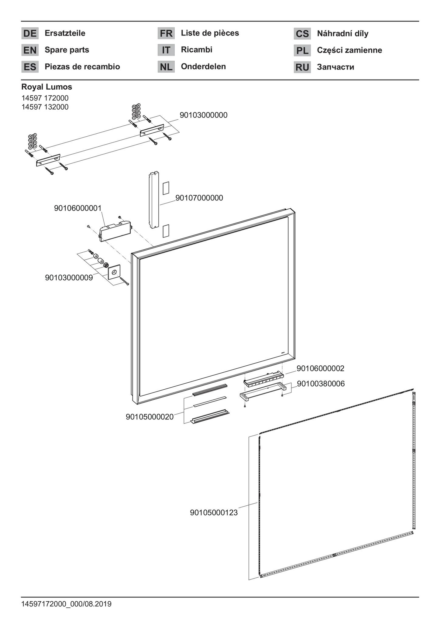 KEUCO ROYAL LUMOS Lichtspiegel 700x650mm schwarz-eloxiert