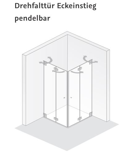 HSK Eckeinstieg mit Drehfalttüren pendelbar „K2“ Glas Klar hell,