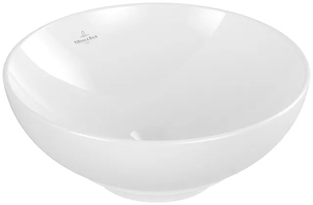 Villeroy & Boch Aufsatzwaschtisch aus TitanCeram „Loop & Friends“ ⌀ 380 mm, ohne Hahnlochbohrung in Weiß Alpin
