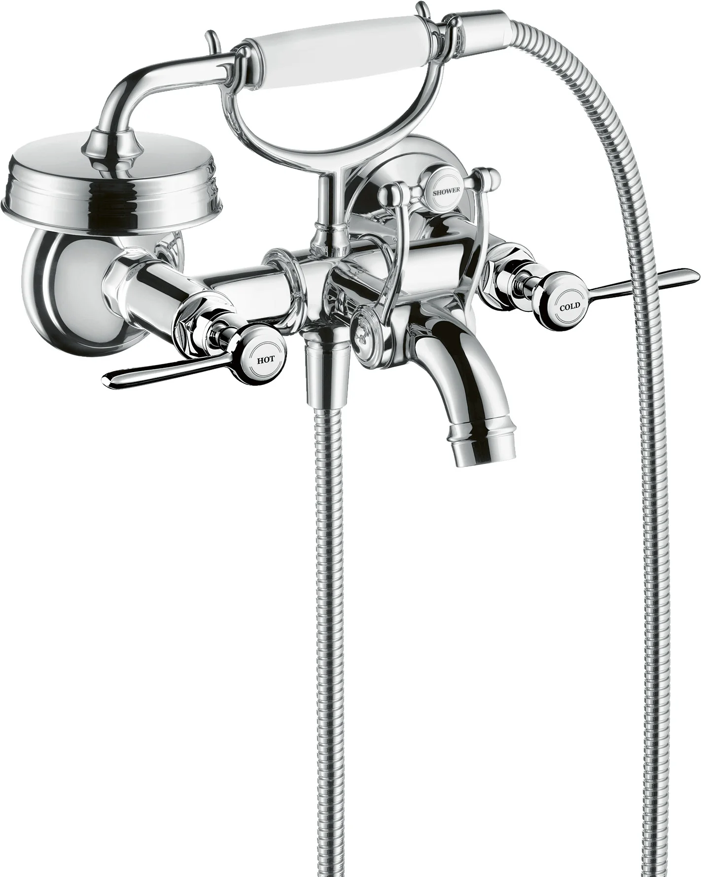 Hansgrohe AXOR Montreux 2-Griff Wannenarmatur Aufputz, Chrom, Ausladung 224 mm, Stichmaß 170 ±32 mm Hansgrohe AXOR Montreux 2-Griff Wannenarmatur Aufputz, Chrom, Ausladung 224 mm, Stichmaß 170 ±32 mm
