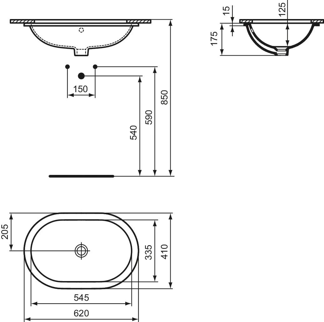 Waschbecken „Connect“ 62 × 41 × 17,5 cm Waschbecken „Connect“ 62 × 41 × 17,5 cm