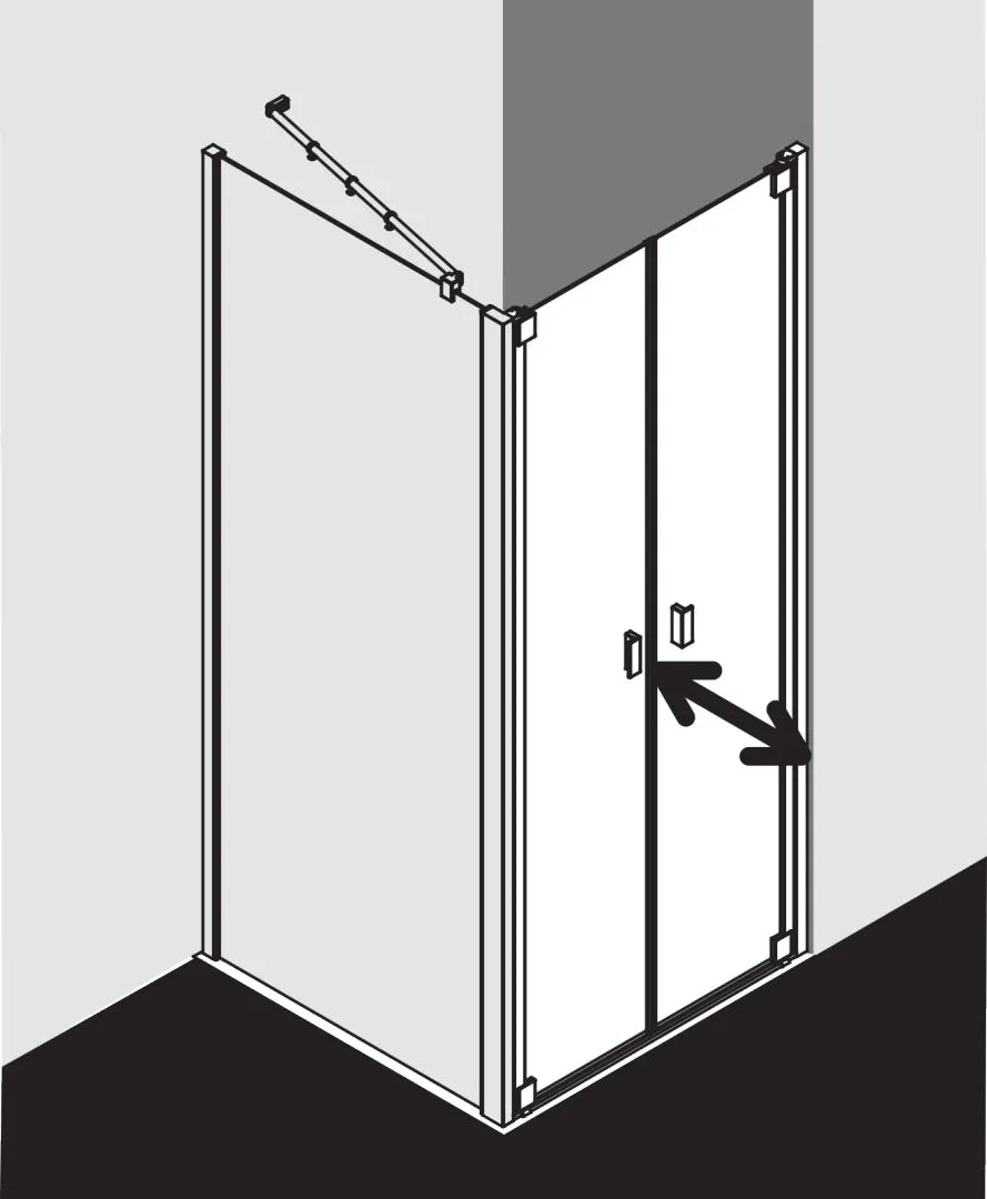 Kermi Pendeltür für Nische und Ecke „RAYA“ Glas Klar, Profile Silber Mattglanz, BV: 743 - 803 mm GAK: 730 - 780 mm WE: 743 - 803 mm H: 1850 mm