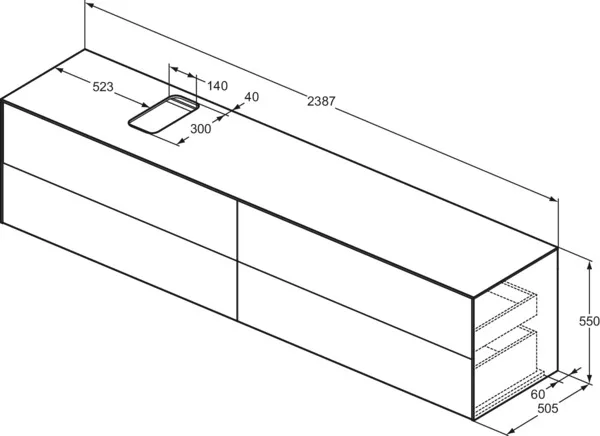 Ideal Standard Waschtischunterschrank „Conca“ 238,7 × 55 × 50,5 cm Weiß matt lackiert Ideal Standard Waschtischunterschrank „Conca“ 238,7 × 55 × 50,5 cm Weiß matt lackiert