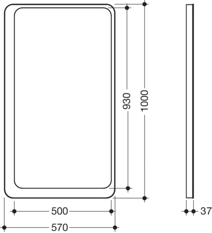 HEWI Spiegel 57 × 100 cm