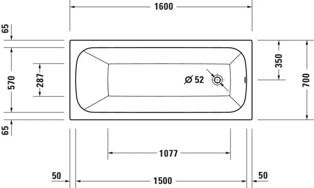 Duravit Whirlwanne „Qatego“ rechteck 160 × 70 cm, Fußablauf