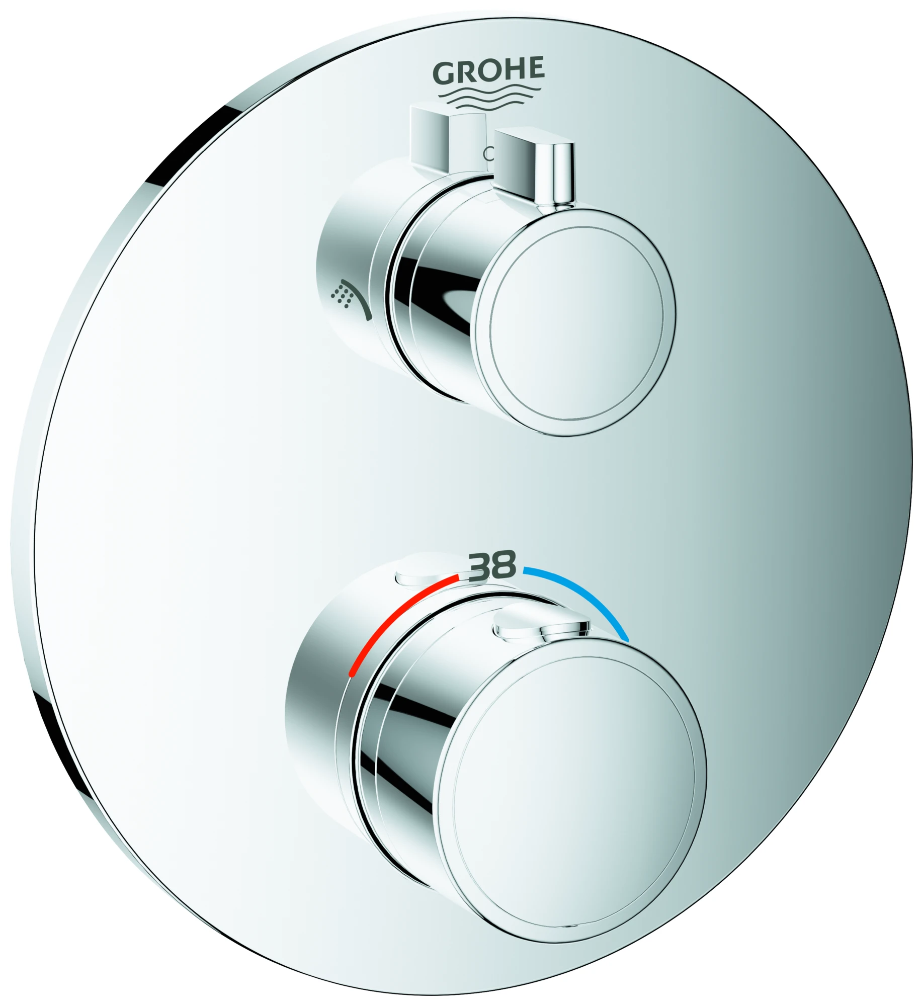 Thermostat-Brausebatterie Grohtherm 24076, mit integrierter 2-Wege-Umstellung, Fertigmontageset für Rapido SmartBox, chrom