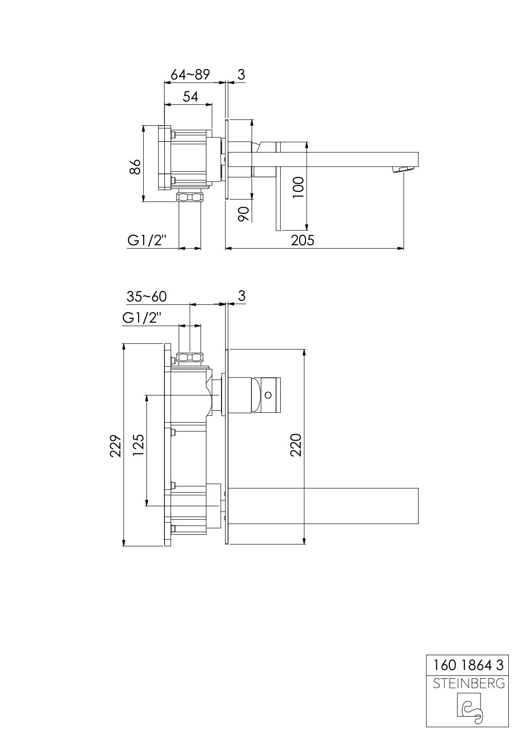 Serie 160 Fertigmontageset für Waschtisch-Einhebelmischer, Ausladung: 20,5 cm Serie 160 Fertigmontageset für Waschtisch-Einhebelmischer, Ausladung: 20,5 cm