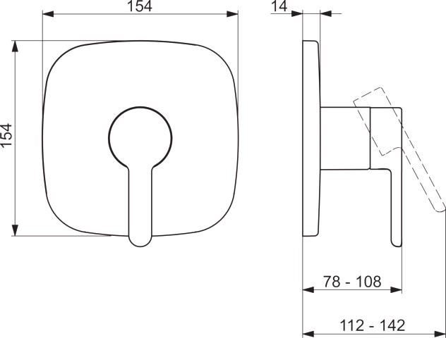 HA Einhebelmischer Fertigmontageset für Brausebatt HANSADESIGNO Style 8110 Rosette soft edge Chrom