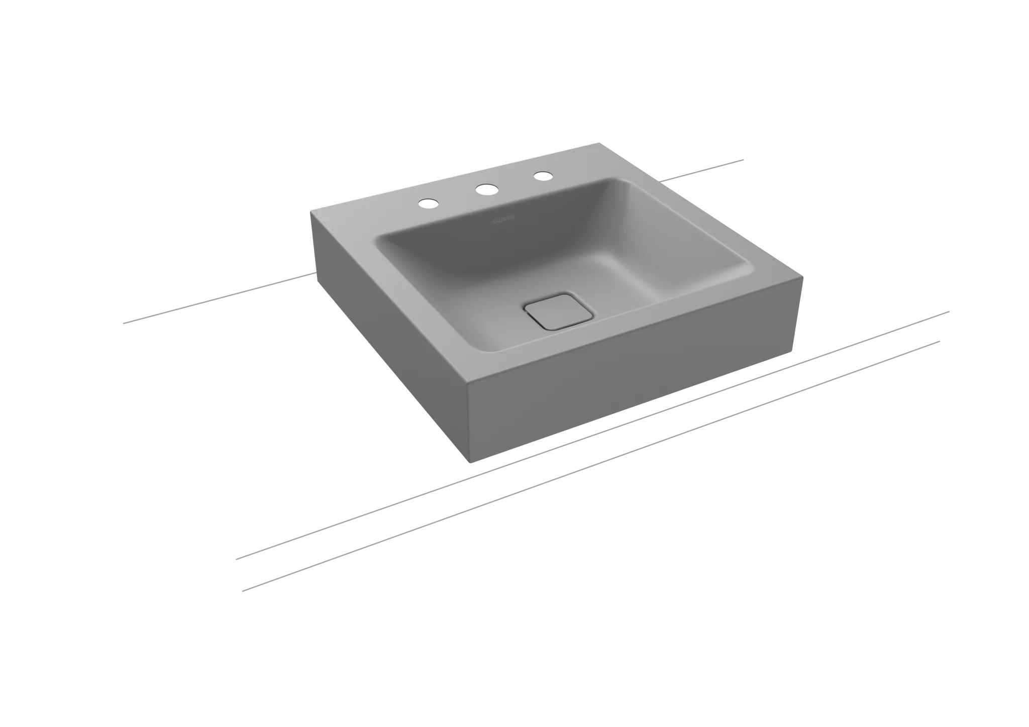 Aufsatzwaschtisch „Cono“ 50 × 50 cm, mittig, ohne Überlauf, mit Hahnlochbohrung in cool grey 30 mit Perl-Effekt Aufsatzwaschtisch „Cono“ 50 × 50 cm, mittig, ohne Überlauf, mit Hahnlochbohrung in cool grey 30 mit Perl-Effekt