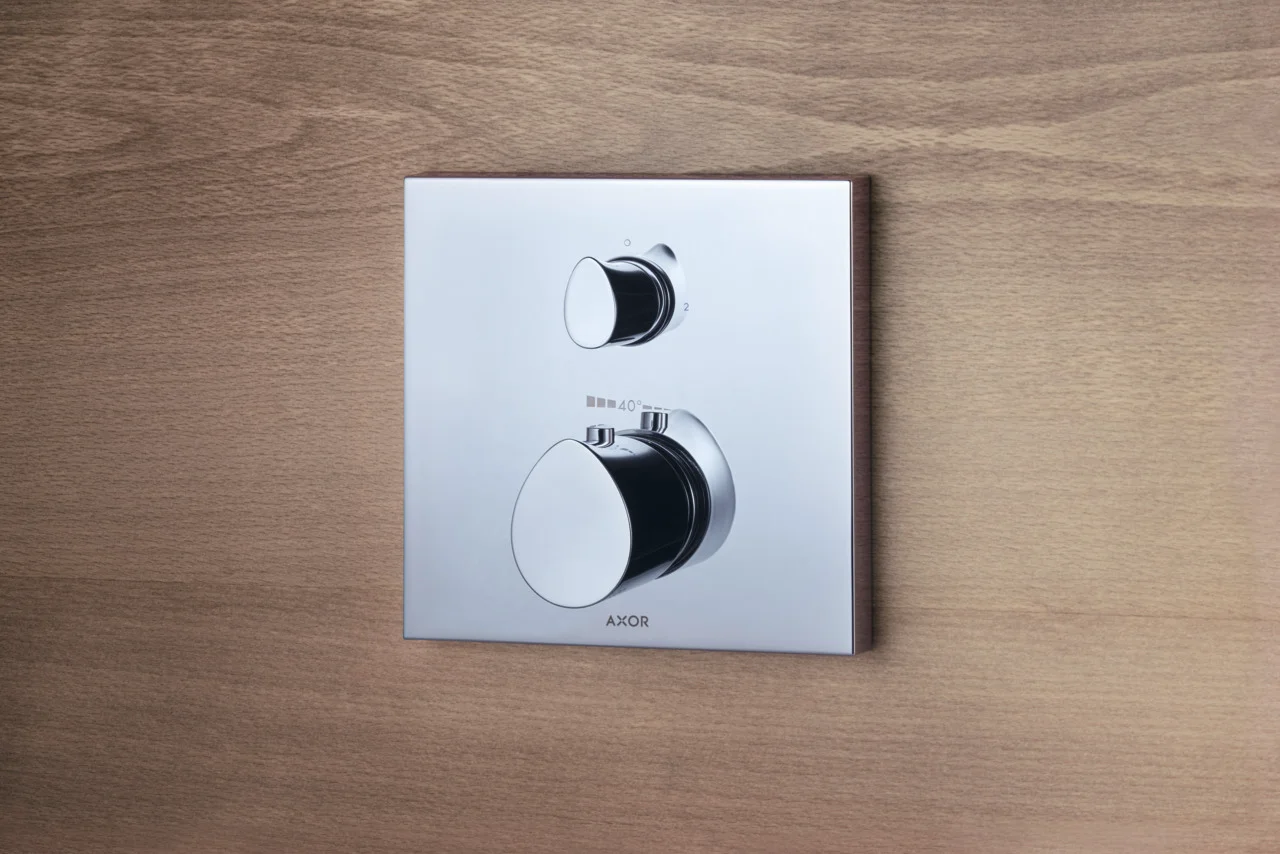 Hansgrohe Thermostat UP Axor Starck Organic, Chrom, Unterputz mit Ab- und Umstellventil, 2 Verbraucher, max. Durchfluss 29 l/min, einstellbare Temperaturbegrenzung, Rückflussverhinderer, Schalldämpfer