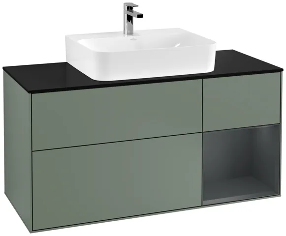 Villeroy & Boch Waschtischunterschrank „Finion“ für Schrankwaschtisch 1200 × 603 × 501 mm Olive Matt Lacquer, für Becken mittig