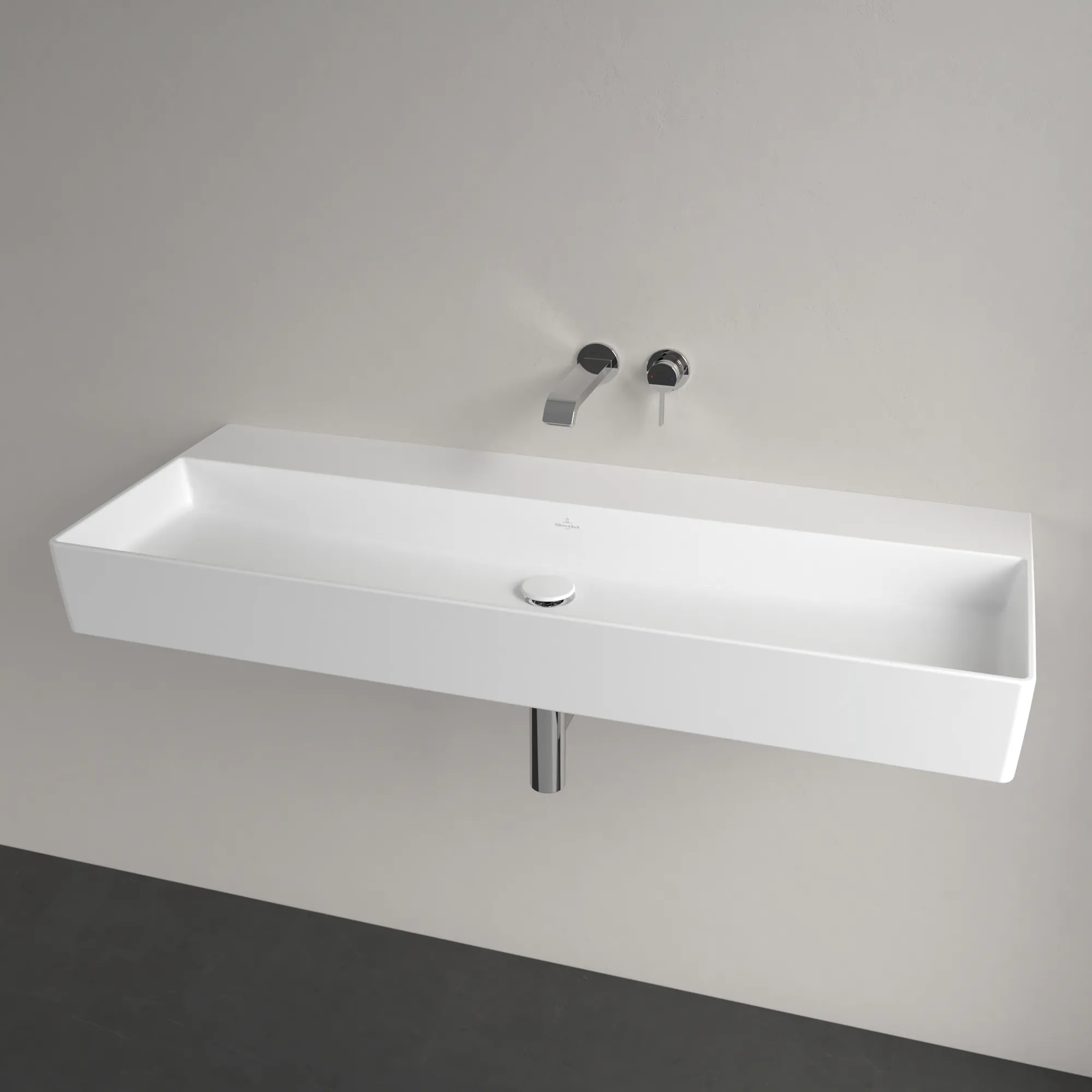 Villeroy & Boch Wandwaschtisch aus TitanCeram geschliffen „Memento 2.0“ 1200 × 470 × 150 mm, ohne Hahnlochbohrung in Stone White Villeroy & Boch Wandwaschtisch aus TitanCeram geschliffen „Memento 2.0“ 1200 × 470 × 150 mm, ohne Hahnlochbohrung in Stone White