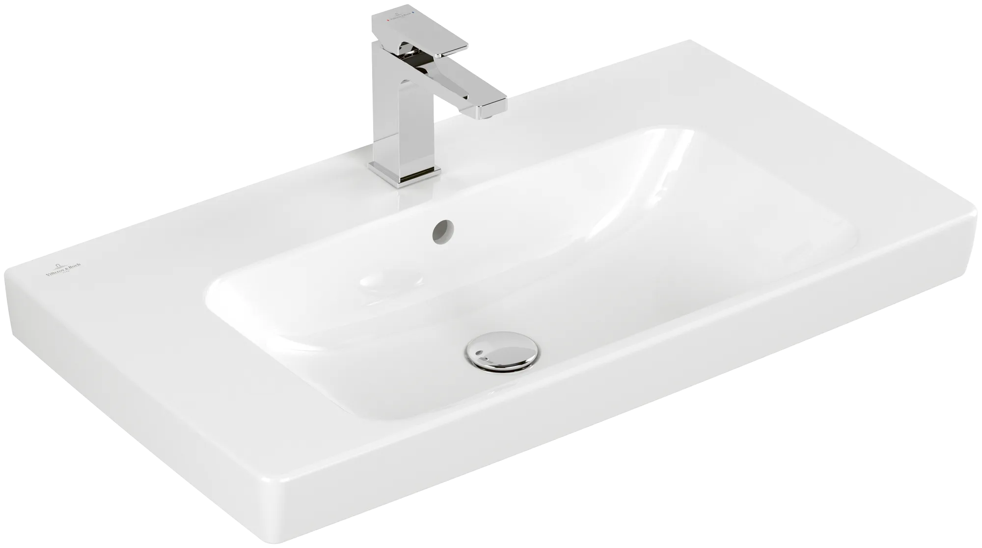 Villeroy & Boch Waschbecken „Architectura“ 800 × 455 × 165 mm, ohne Hahnlochbohrung, für Becken mittig in Weiß Alpin Villeroy & Boch Waschbecken „Architectura“ 800 × 455 × 165 mm, ohne Hahnlochbohrung, für Becken mittig in Weiß Alpin