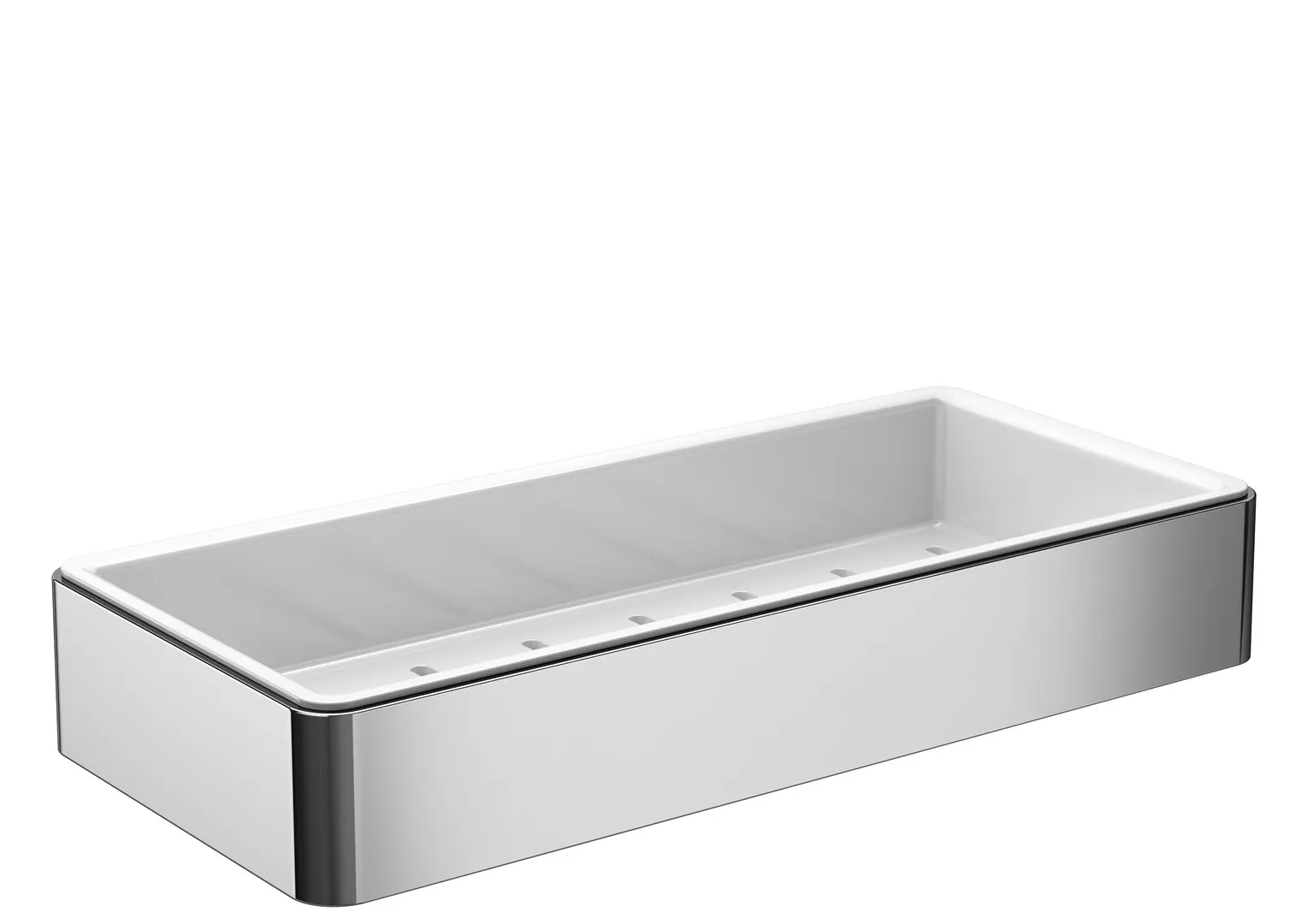 loft Schwammkorb mit Kunststoffeinsatz 220 × 36 × 101 mm, chrom/weiss loft Schwammkorb mit Kunststoffeinsatz 220 × 36 × 101 mm, chrom/weiss