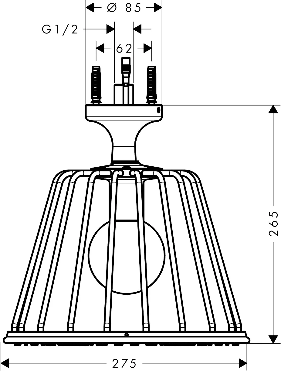 Hansgrohe Axor LampShower/Nendo Kopfbrause mit Deckenanschluss, Chrom, 275 mm, Rain Strahl, integrierte LED-Beleuchtung Hansgrohe Axor LampShower/Nendo Kopfbrause mit Deckenanschluss, Chrom, 275 mm, Rain Strahl, integrierte LED-Beleuchtung