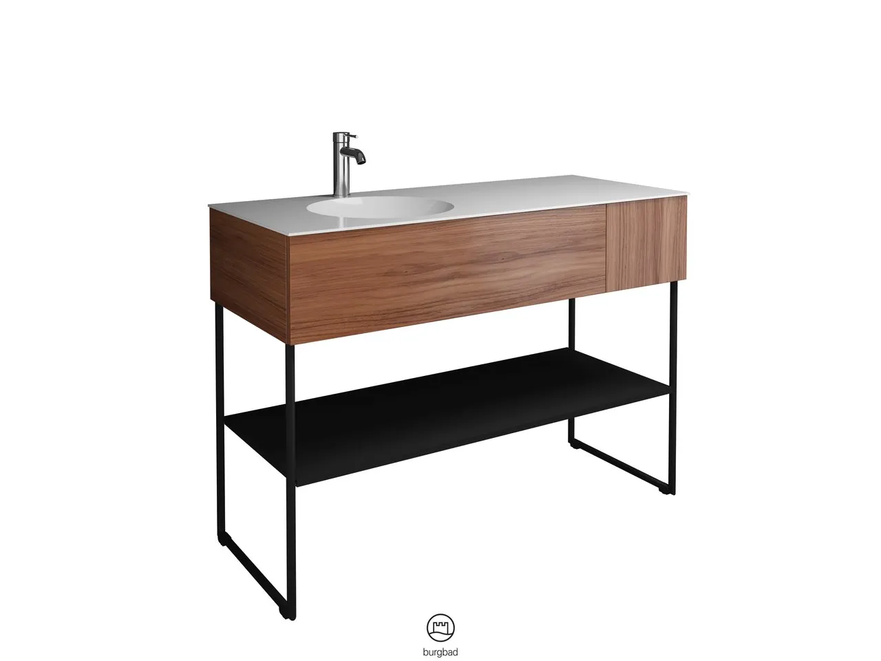 burgbad Coco HGL Waschtischset SFHQ120, Mineralguss, 505x1206x870