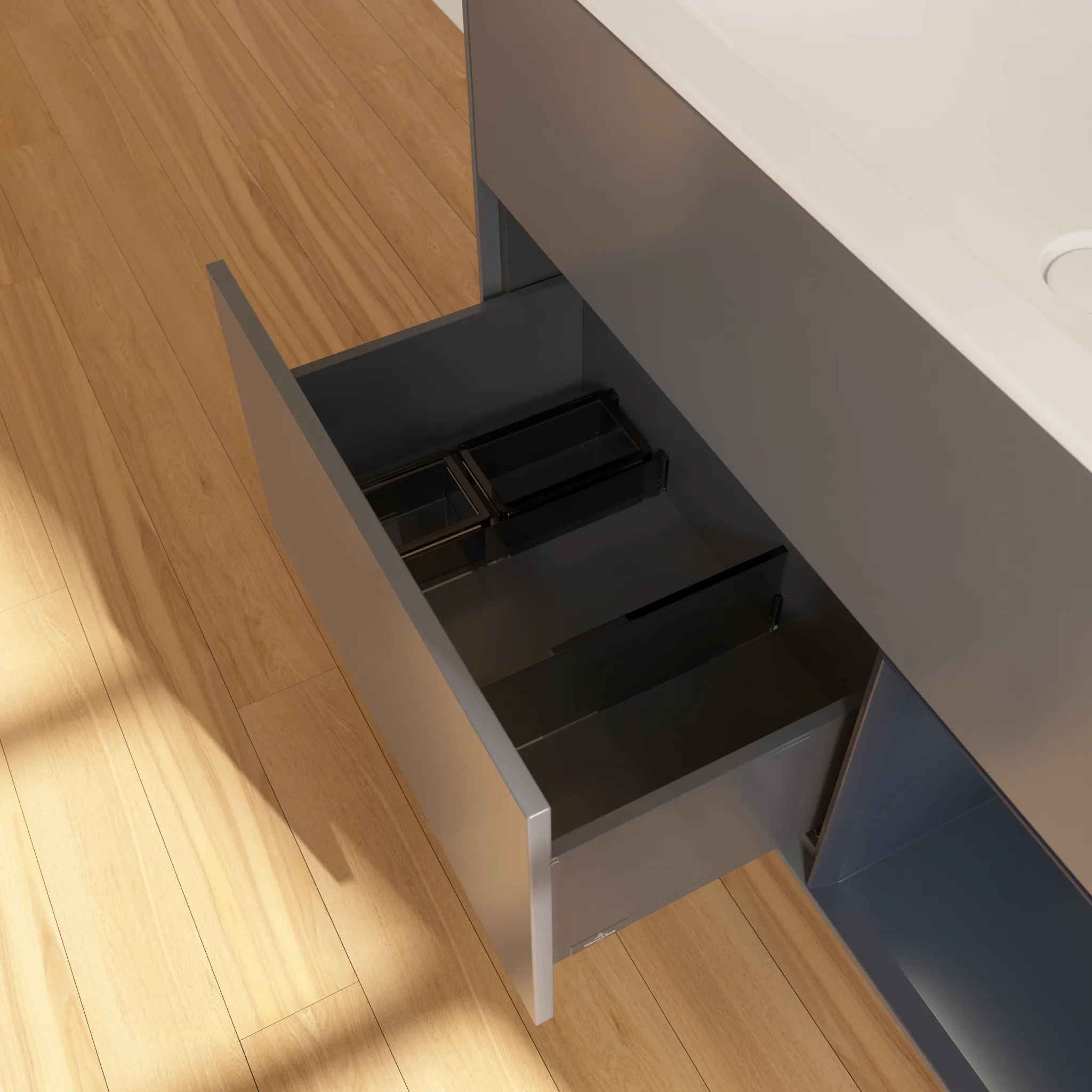 Villeroy & Boch Waschbeckenunterschrank Finion F04, Anthracite Matt Lacquer / Midnight Blue Matt Lacquer, 996x591x498 mm, mit Beleuchtung, SoftClosing und Push-to-open Funktion Villeroy & Boch Waschbeckenunterschrank Finion F04, Anthracite Matt Lacquer / Midnight Blue Matt Lacquer, 996x591x498 mm, mit Beleuchtung, SoftClosing und Push-to-open Funktion