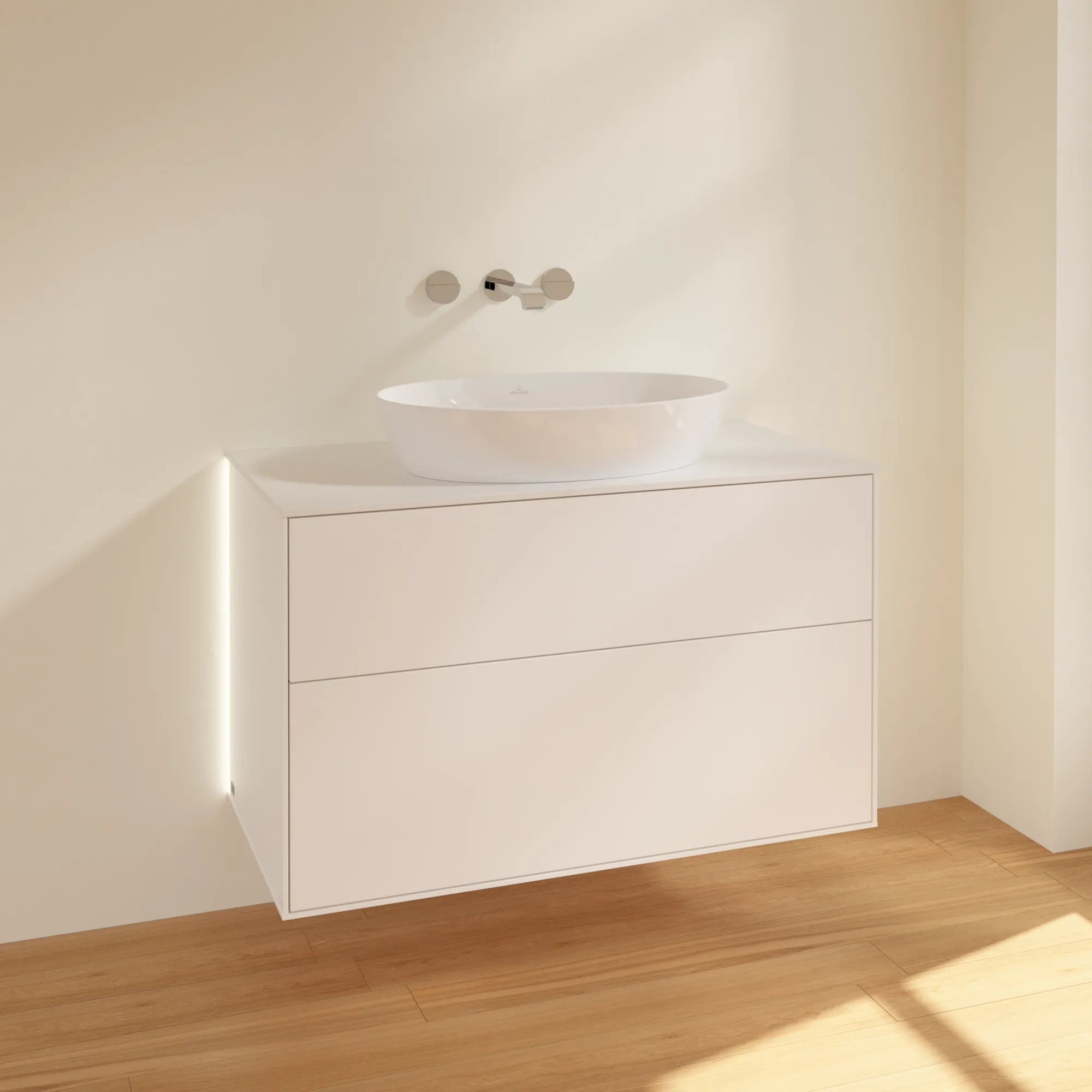 Villeroy & Boch Waschtischunterschrank „Finion“ für Schrankwaschtisch 100 × 60,3 × 50,1 cm 2 Schubladen, für Waschtischposition mittig, inkl. Beleuchtung mittig