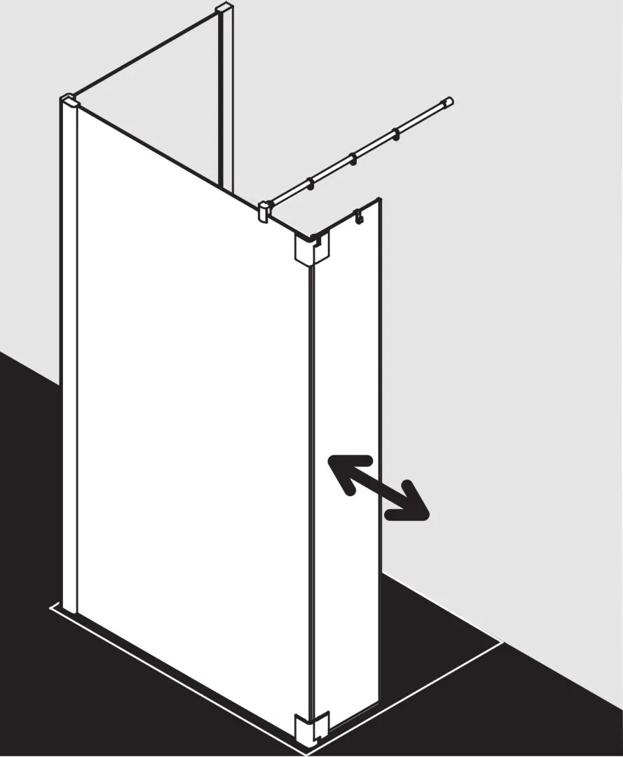 Kermi Duschdesign Walk-In-Duschkabine WALK-IN Wall mit beweglichem Flügel links „PASA XP“ Glas Klar, Profile Silber Mattglanz, BV: 714 - 744 mm GAK: 705 - 735 mm WE: 730 - 760 mm H: 1850 mm