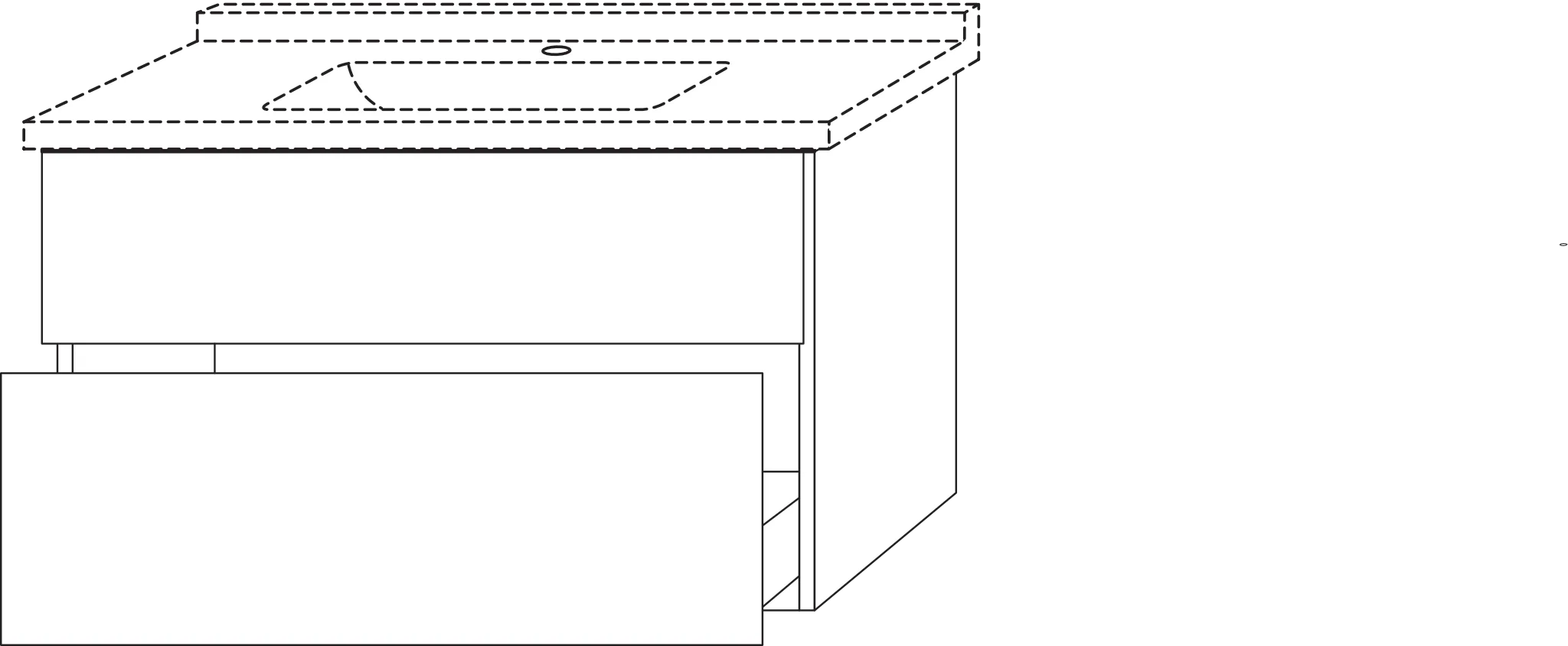 Waschtischunterbau mit Auszügen 3way (UF712) 593x950x467 Schwarz-Matt