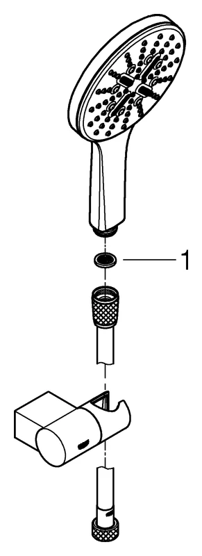 Wandhalterset Rainshower SmartActive 130 26580, 3 Strahlarten, Wandbrausehalter verstellbar, Brauseschlauch Silverflex 1500 mm, 9,5 l/min, chrom