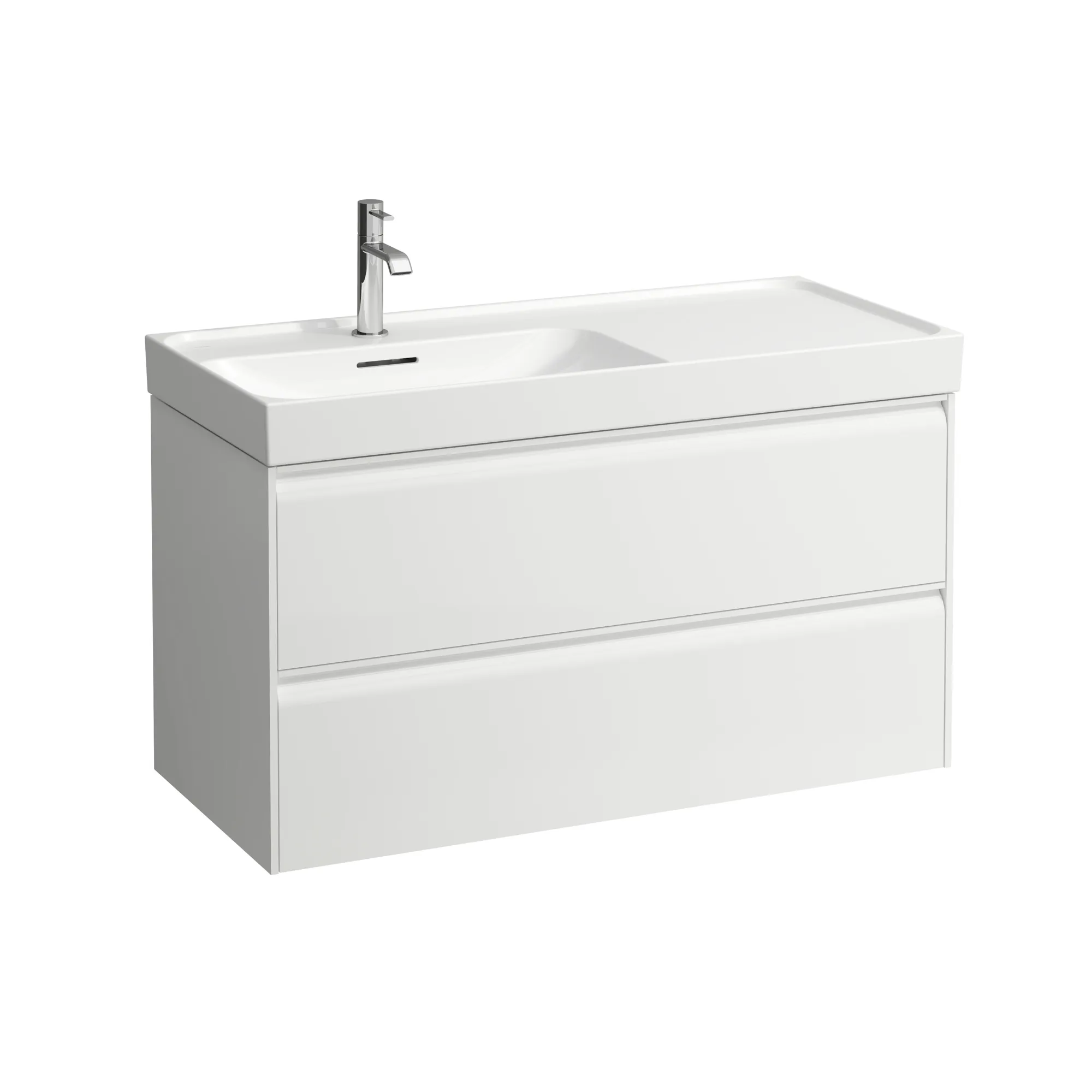 Waschtischunterbau MEDA 448x984x515 2 Schubladen integrierte Griffleiste für Waschtisch H817118 weiß matt