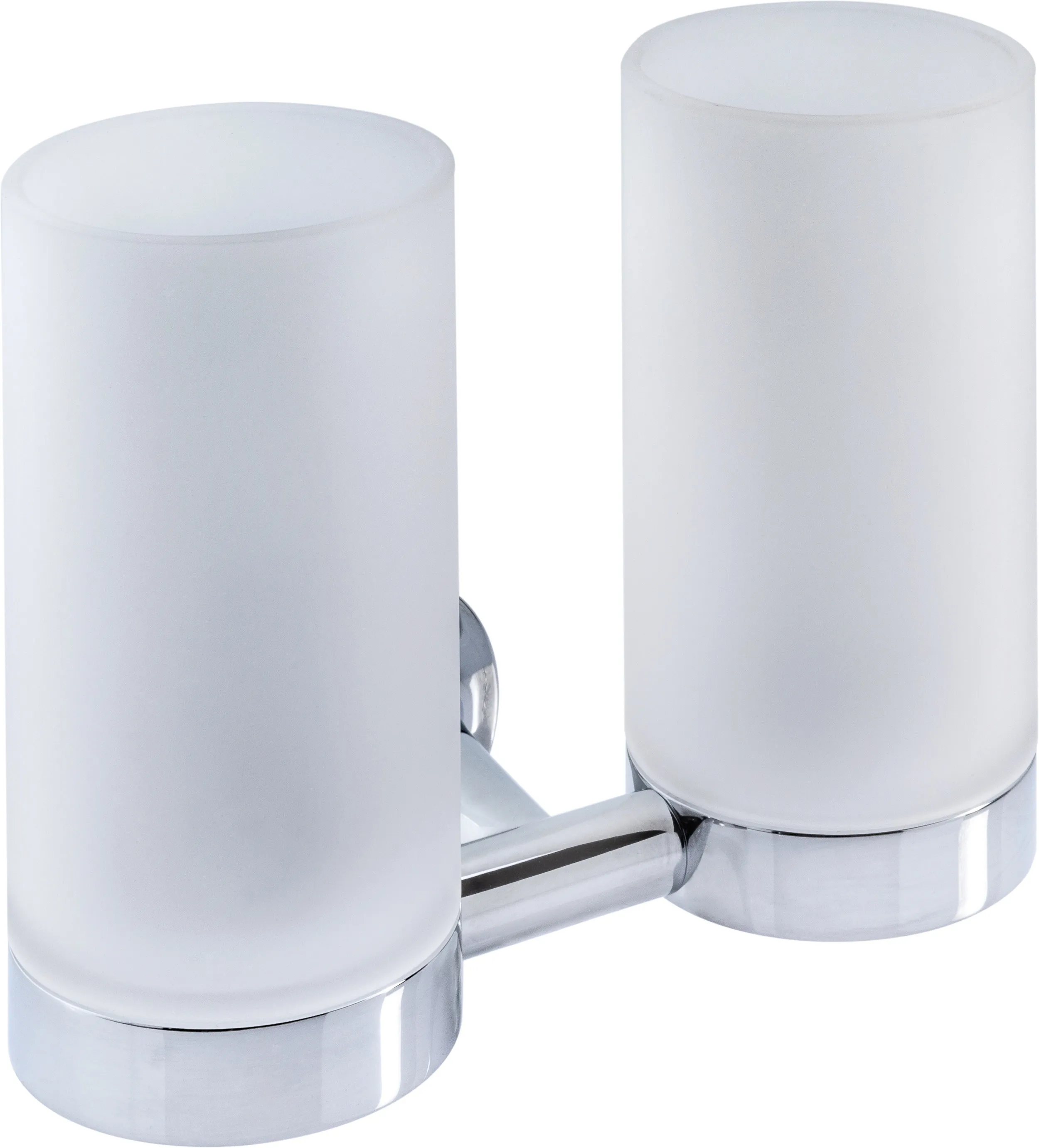 Doppelglashalter Starck T, Chrom inkl. Gläser Weiß matt Doppelglashalter Starck T, Chrom inkl. Gläser Weiß matt