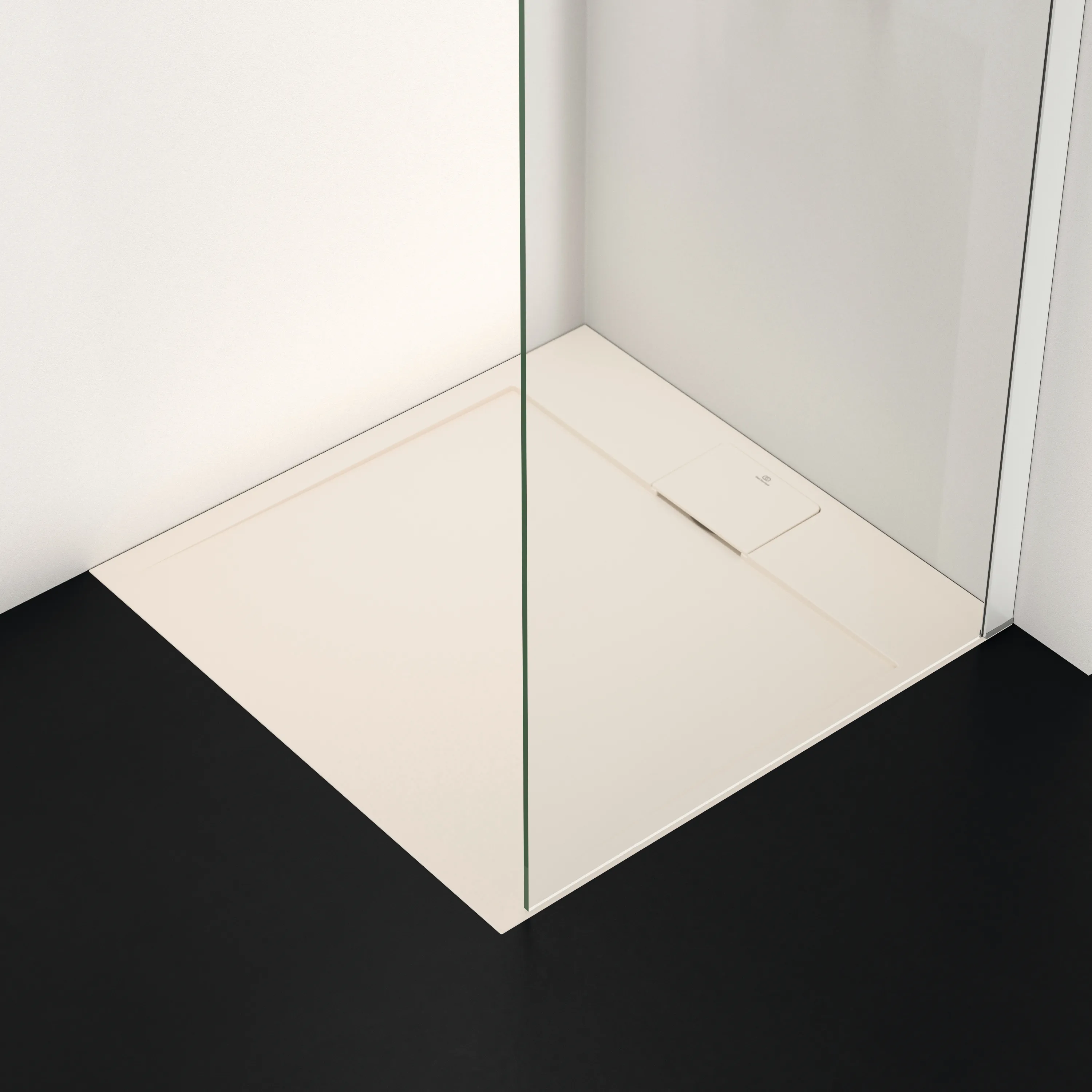 Ideal Standard Quadrat-Brausewanne Ultra Flat S i.life in Sandstein, 800x800x30 mm, rutschfest, Bodenebener Einbau möglich