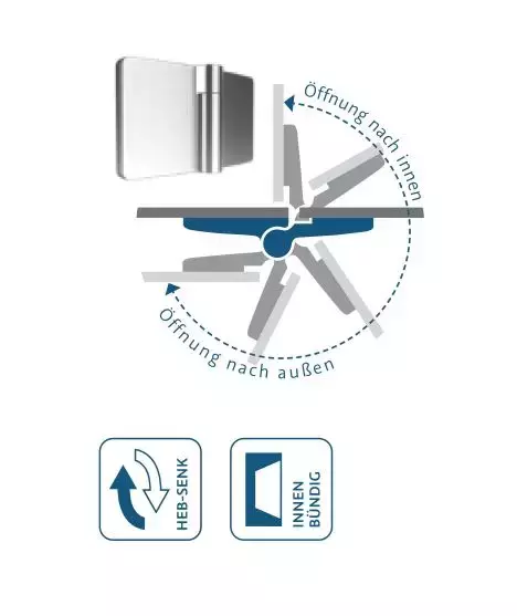 HSK teilgerahmt U-Kabine pendelbar „Aperto“ U-Kabine Glas Chinchilla, Profile Schwarz-matt, L: 800 mm B: 800 mm H: 2000 mm