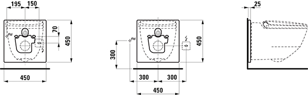 Adapterplatte zur Installation CLEANET RIVA Dusch-WC ohne LIS mit Anschluss über 9 cm außerhalb der Mitte