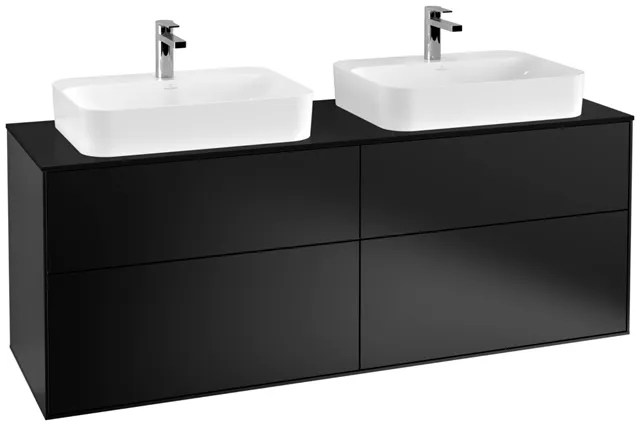 Villeroy & Boch Waschtischunterschrank „Finion“ für Schrankwaschtisch 1600 × 603 × 501 mm Black Matt Lacquer, für links und rechts